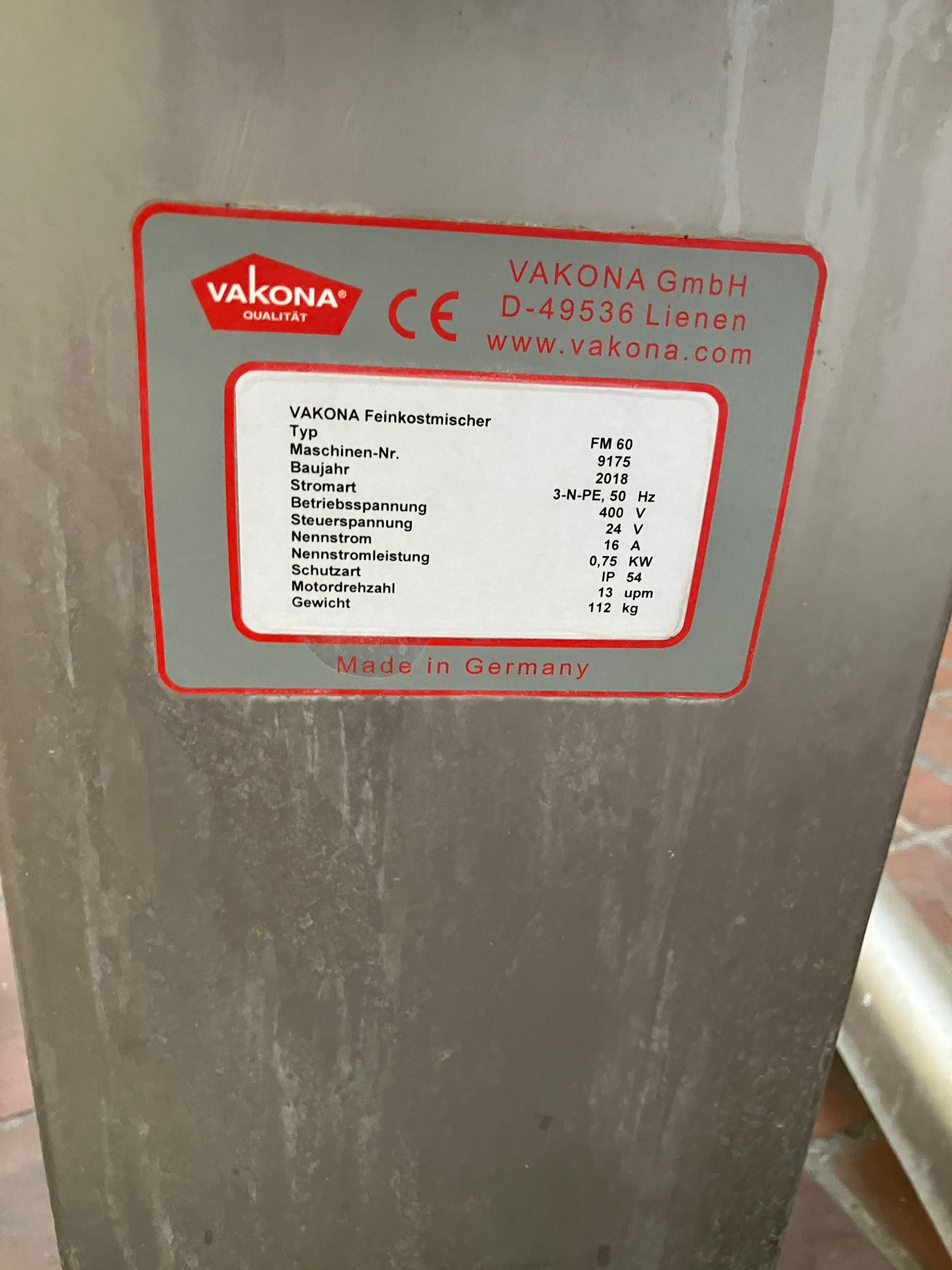 Vakona FM 60 Feinkostmischer Ansicht 4